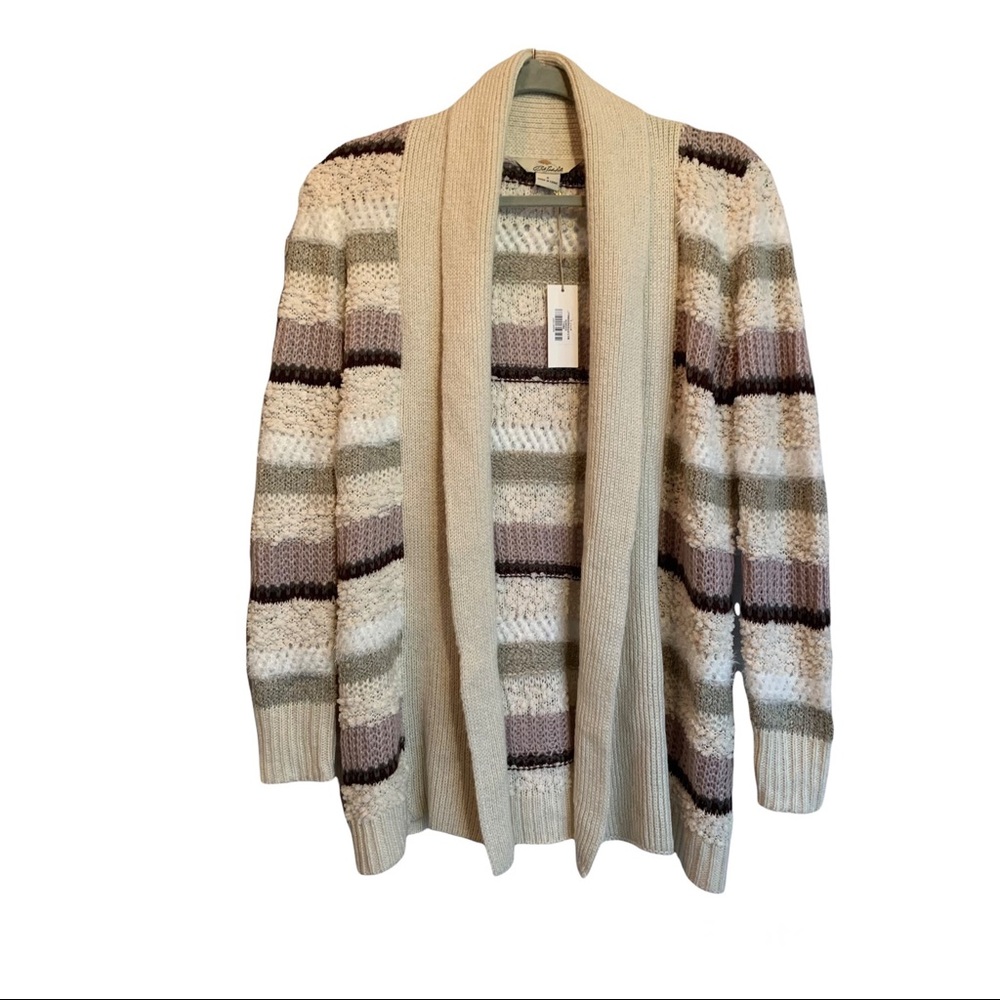 NWT Bob Timberlake Cardigan Multi texture (eggnog) soft open front Women's SMALL